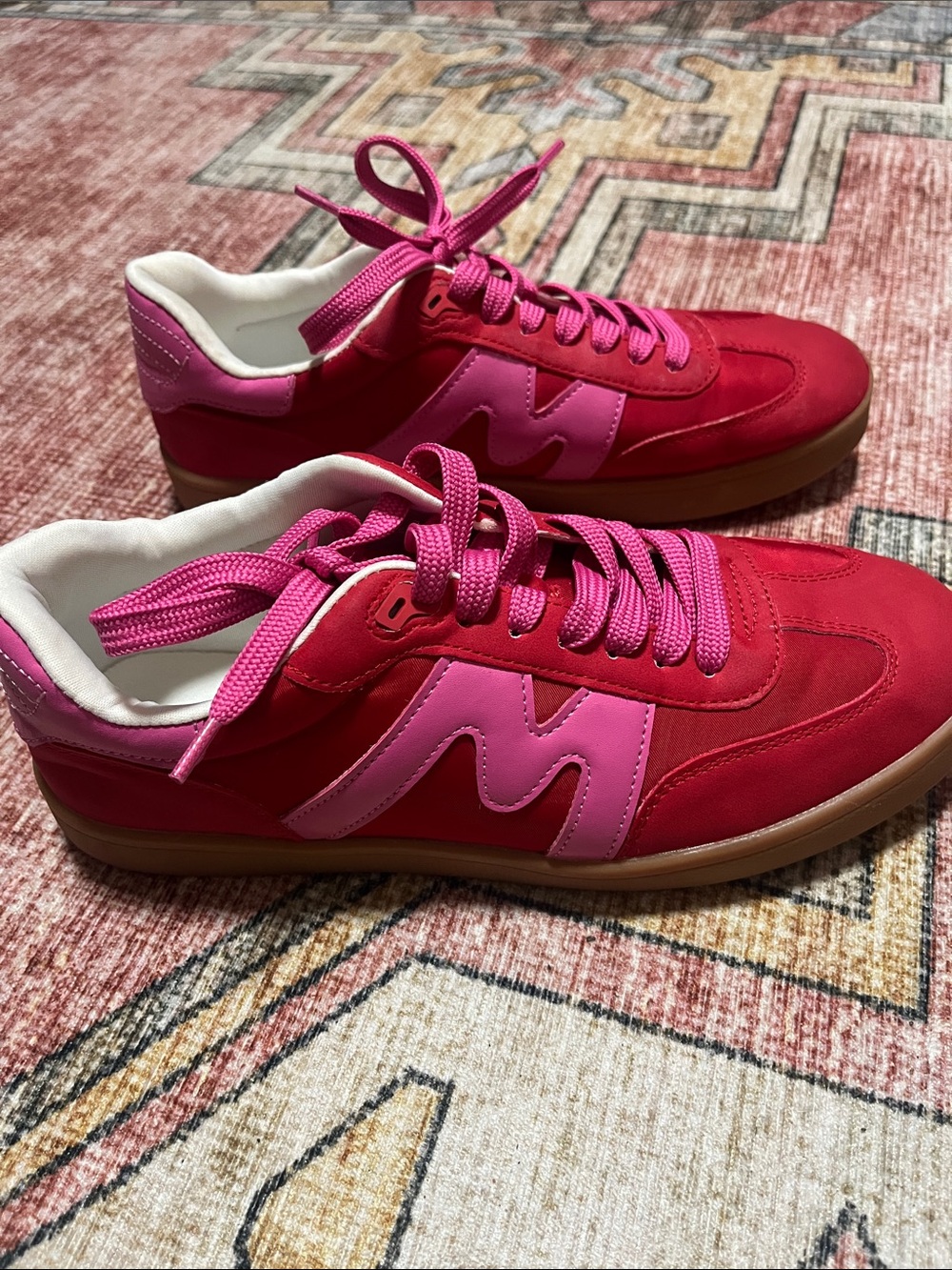 Steve Madden Bright Pink Retro Sneaker with Hot Pink Accents